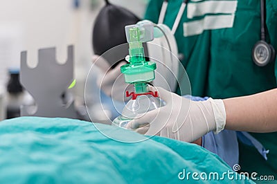 Pre oxygenation for general anesthesia Stock Photo