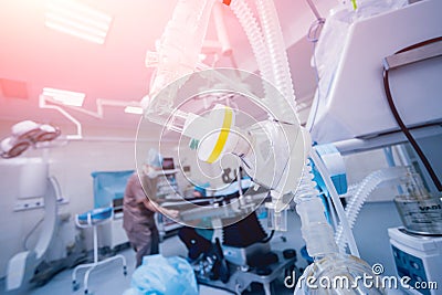 Pre oxygenation for general anesthesia. Surgery equipment. Stock Photo