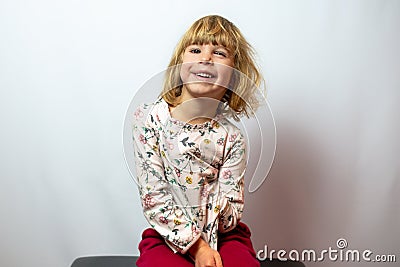 Preschool girl studio portrait on clean background Stock Photo