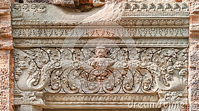 Preah Ko Lintel Bas Relief Stock Photo