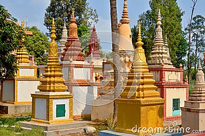 Preah Prom Rath Pagodas garden Editorial Stock Photo