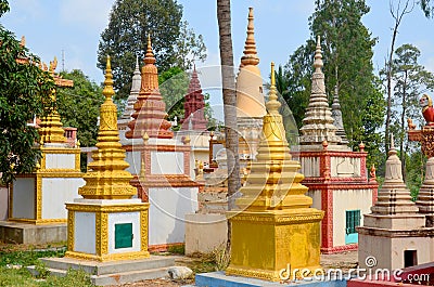 Preah Prom Rath Pagodas garden Editorial Stock Photo