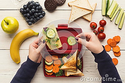 Preapring healthy snacks on white rustic wood Stock Photo