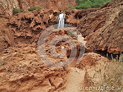 Precarious Trail to Mooney Falls Stock Photo