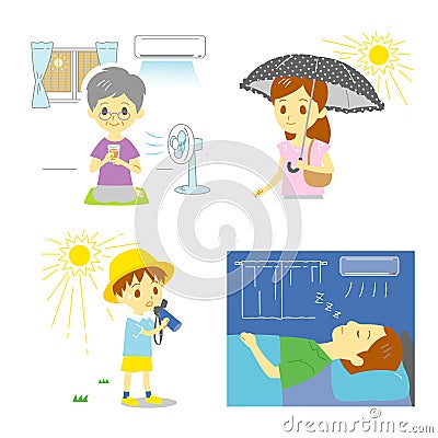 Precaution against hot weather Vector Illustration