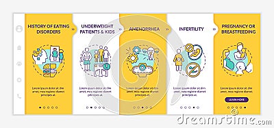 Precautions for dieting onboarding vector template Vector Illustration