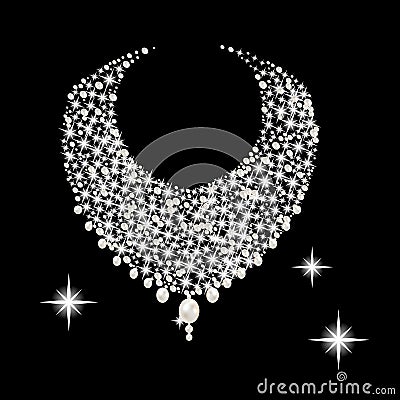 Precious diamonds necklace with pearls romantic Stock Photo