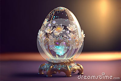 The precious Easter egg with a magical life inside created with Generative AI Stock Photo