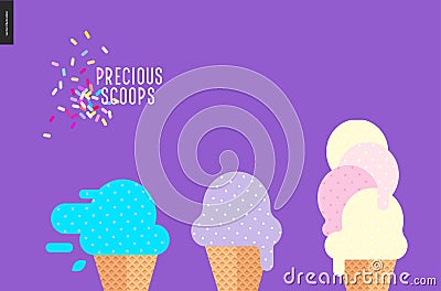 Precious scoops on purple Vector Illustration