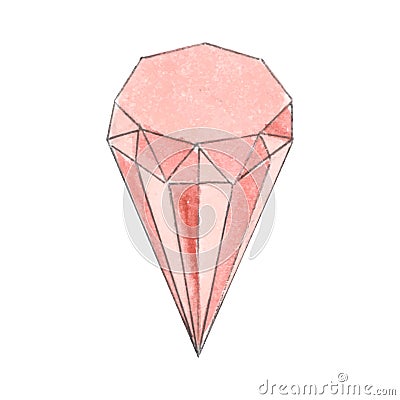 precious stone, ruby red crystal Watercolor vector illustration. Vector Illustration