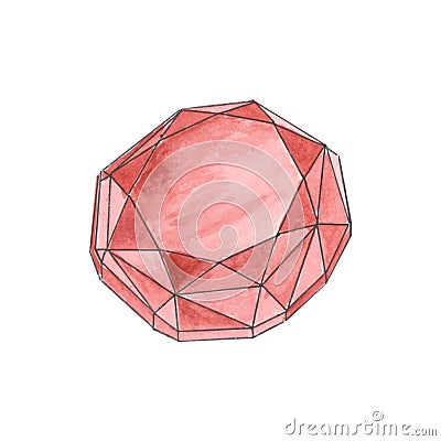 precious stone, ruby red crystal Watercolor vector illustration. Vector Illustration