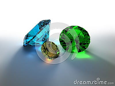 Precious stones 3D render Stock Photo