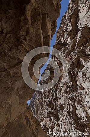 Precipice formed by very close rock walls in the duck canyon Stock Photo