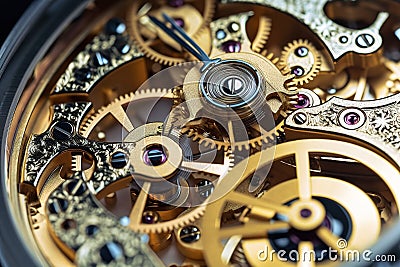 Precise Timekeeping A Close Look at the Mechanical.illustration. Ai generative Cartoon Illustration