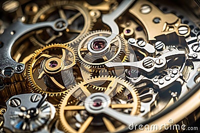 Precise Timekeeping A Close Look at the Mechanical.illustration. Ai generative Cartoon Illustration