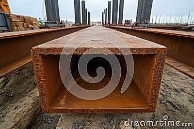 Precise Welding Techniques for Large-Scale Industrial Framework Construction, Expert Welders Utilize Advanced Techniques to Create Stock Photo
