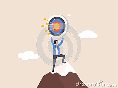 Precision or accuracy concept. Business target, aiming high goal, objective or purpose, skill or aspiration to achieve Vector Illustration