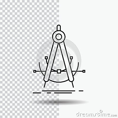 Precision, accure, geometry, compass, measurement Line Icon on Transparent Background. Black Icon Vector Illustration Vector Illustration