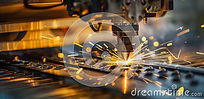 Precision CNC machining with sparks Stock Photo