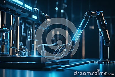 A precision-engineered robotic arm performing delicate tasks in a laboratory Stock Photo