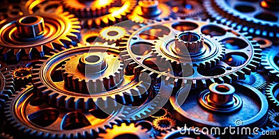 Precision Engineering A Silhouette Study of Interlocking Gears Exemplifying Mechanical Complexity and Stock Photo