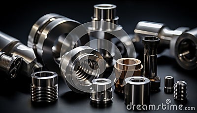 Precision Machined Stainless Steel Parts with CNC Machine Stock Photo