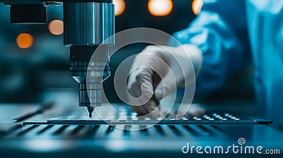 Precision manufacturing, Automated quality control with a coordinate measuring machine for intricate component inspection Stock Photo