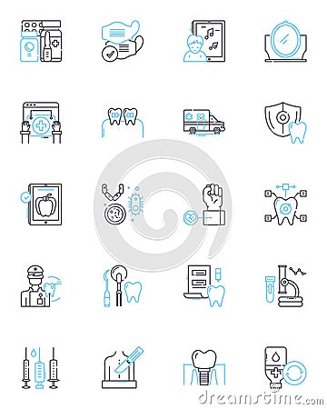 Precision medicine linear icons set. Personalized, Genetics, Targeted, Genomics, Therapeutics, Biomarkers, Diagnosis Vector Illustration