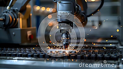 Precision Robotics in Action: Metalwork Engineering Mastery. Concept Robotics, Precision, Stock Photo