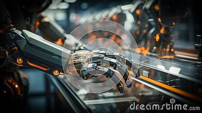 Precision Robotics: Dynamic Close-up Revealing Intricate Technical Details Stock Photo