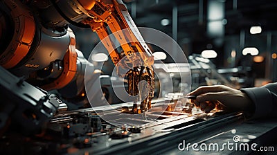 Precision Robotics: Dynamic Close-up Revealing Intricate Technical Details Stock Photo