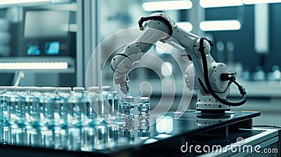 Precision robotics work diligently in a microfactory exemplifying the streamlined production process and lower upfront Stock Photo