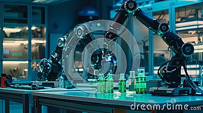 Precision Robotics in Lab Setting AI Generative Stock Photo