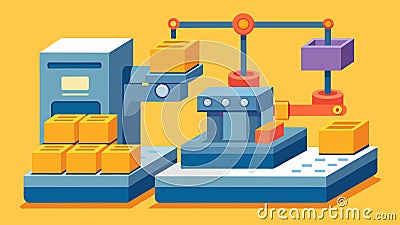 Precision ting machines are utilized to create various sizes and shapes of tiles for specific construction needs Vector Illustration