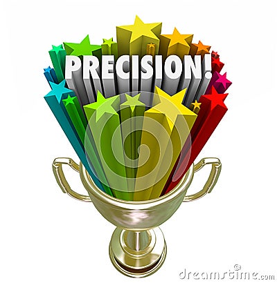 Precision Word Accurate Aim Goal Achieved Trophy Winner Stock Photo