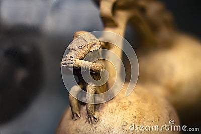 Pre inca ceramic called `Huacos` from Chancay Peruvian culture. Stock Photo