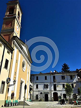 Predappio town in the province of ForlÃ¬ - Cesena, Emilia Romagna region, Italy. History, time and touristic attraction Stock Photo