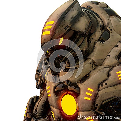 Predator from desert and yellow glowing robot in a white background Cartoon Illustration