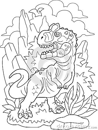 Predatory dinosaur allosaurus, coloring book, funny illustration Vector Illustration