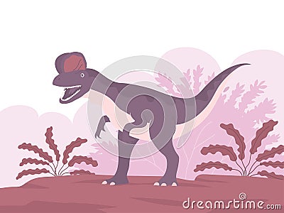 Cartoon illustration dilophosaurus of the Jurassic period Vector Illustration