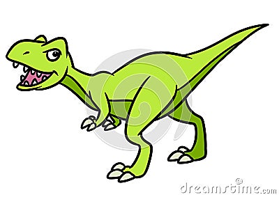 Predatory dinosaur raptor animal character cartoon illustration Cartoon Illustration