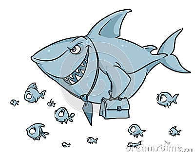 Predatory fish shark business competition superiority cartoon Cartoon Illustration