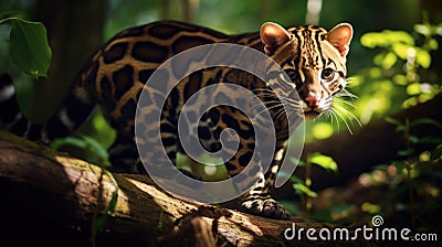 Predatory ocelot in the forest in summer Stock Photo