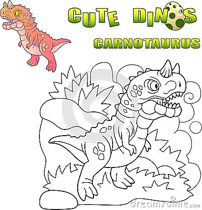 Predatory prehistoric dinosaur carnotaurus, funny illustration Vector Illustration
