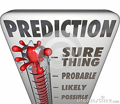 Prediction Thermometer Sure Thing Possible Probable Likely Outcome Stock Photo