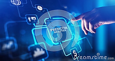 Predictive Analytics Leveraging Data for Future Insights, projection on a virtual screen, Business and Technology Concept Stock Photo