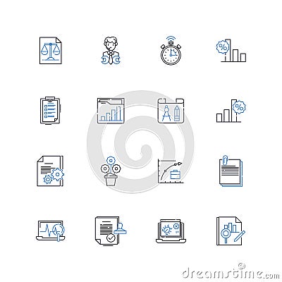Predictive modeling line icons collection. Forecasting, Machine learning, Regression, Analytics, Pattern recognition Vector Illustration