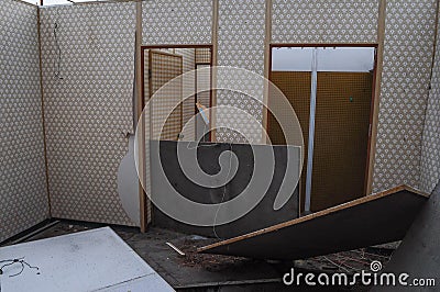 Prefab house demolition Stock Photo