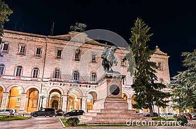 Prefecture of Perugia and statue of Victor Emmanuel II in Italy Stock Photo