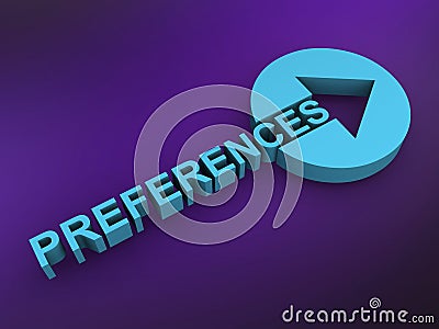 preferences word on purple Stock Photo